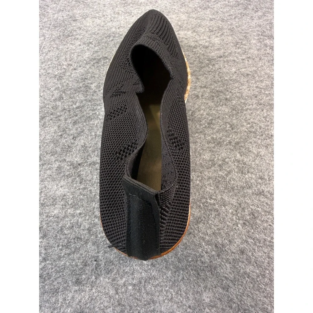 Unbranded Espadrille Platform Slip On Women Size 38 Black Knit Pointed Toe C901